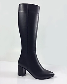 Hakiki Deri Topuklu Çizme Şık Rahat Günlük - Siyah