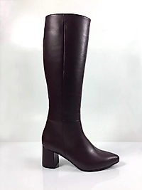 Hakiki Deri Topuklu Çizme Şık Rahat Günlük - Bordo