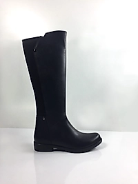 Hakiki Deri Bacağı Tamamen Saran Arkası Lastikli ve Fermuarlı Deri Çizme - Siyah