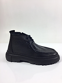 Bağcıklı ve Fermuarlı Şık ve Günlük Klasik Tarz Erkek Bot - Siyah