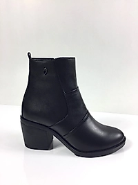 Hakiki Deri Rahat Kalıp Sıcak Tutan Kısa Topuklu Rahat Taban Günlük Bot - Siyah